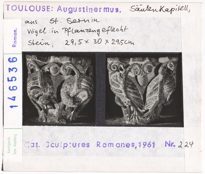 Vorschaubild Toulouse: Augustinermuseum, Kapitell aus St. Sernin, Vögel im Pflanzengeflecht 